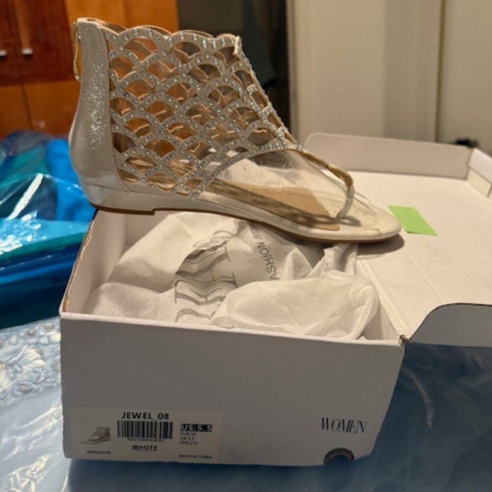 shoes sandal white silver